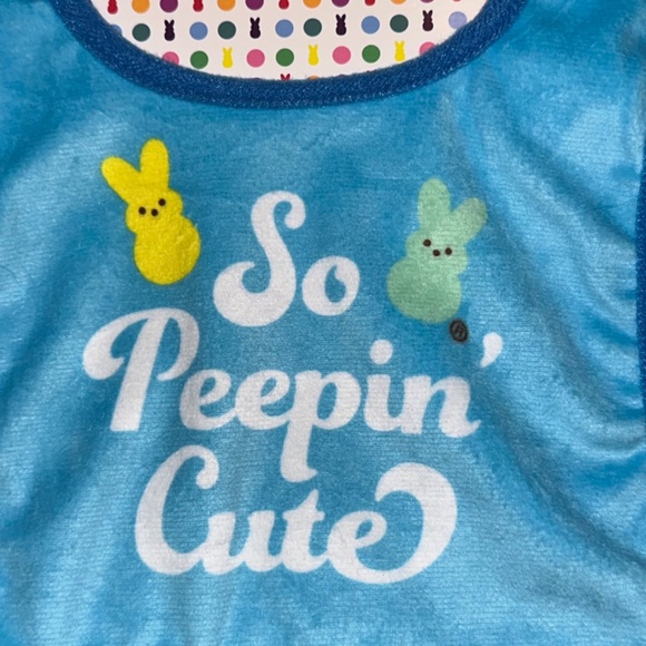 PEEPS Baby Bunny Rabbit BLUE Set Includes Baby Bib and Teether NEW - Picture 3 of 6